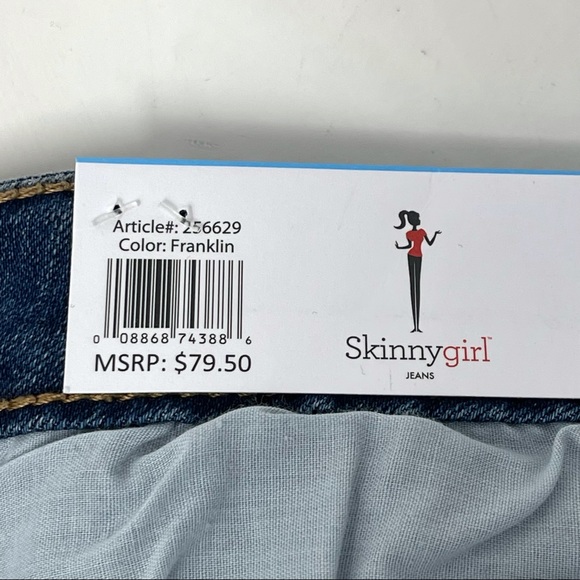 NWT! Skinny Girl High Rise Button Front Cropped Wide Leg Denim Stretch Jeans - Picture 11 of 14